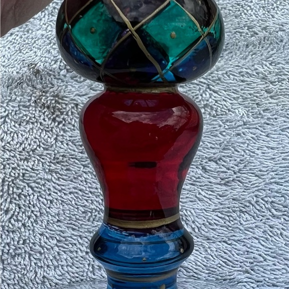 Vintage Pier 1 Imports Wine Glass Water Goblet Stemmed Hand Painted Qty 4 - Picture 7 of 7